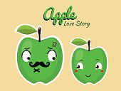 Fruit Vector - Green Apple Love Story