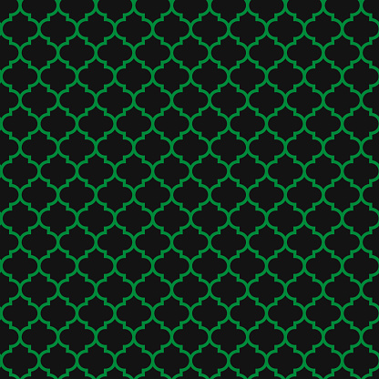 Green arabesque seamless pattern. St. Patrickâs day tile background.  Saint Patricks backdrop. Vector template for fabric, textile, wallpaper, wrapping paper, etc.