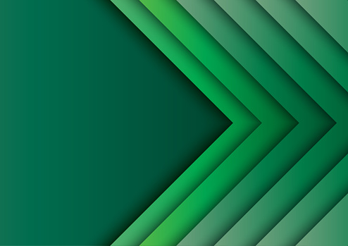 Green arrows abstract background with paper art style