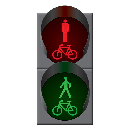 Green bicycle and pedestrian traffic lights. Vector