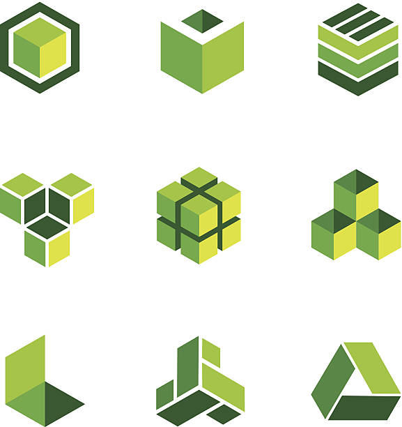 Green box logos and icons http://www.markoradunovic.com/istock/logos.jpg cube shape stock illustrations