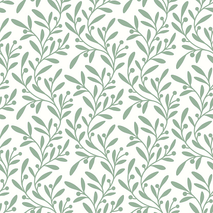 Green Branch. Seamless Pattern.