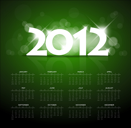Green calendar for the new year 2012
