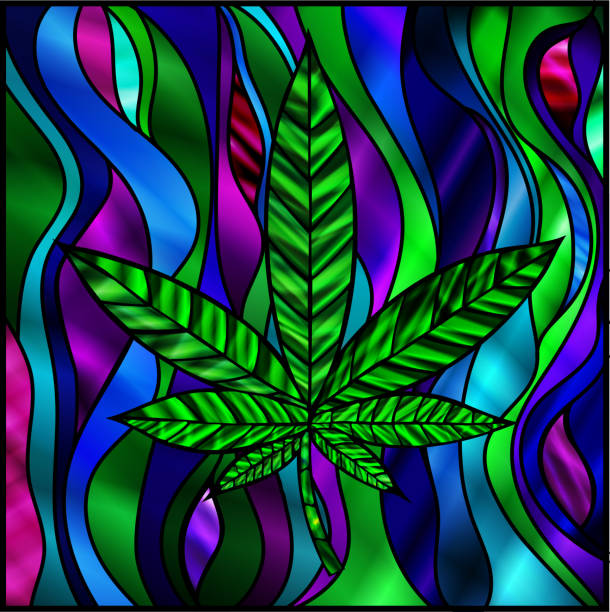 Green Cannabis Leaf vector art illustration