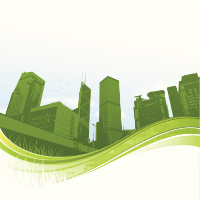 Green city flow background
