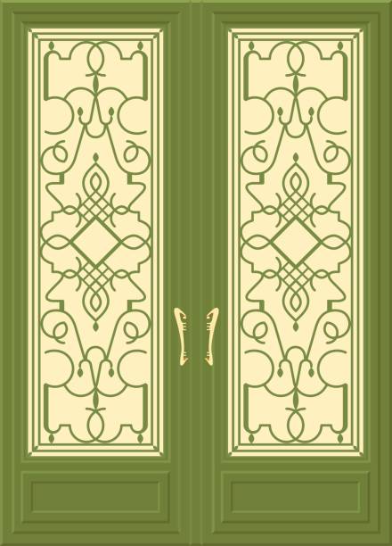 Green door Green door door designs stock illustrations