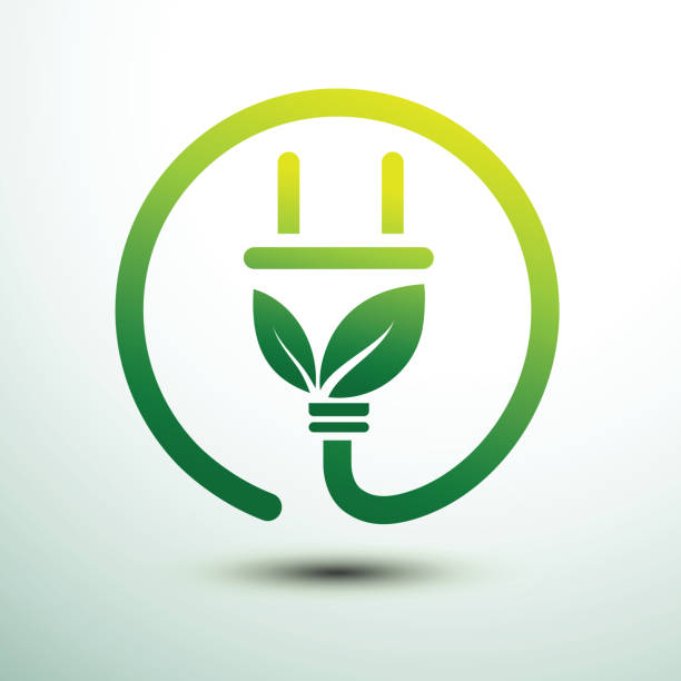 ilustraciones, imágenes clip art, dibujos animados e iconos de stock de enchufe verde eco - energía sostenible