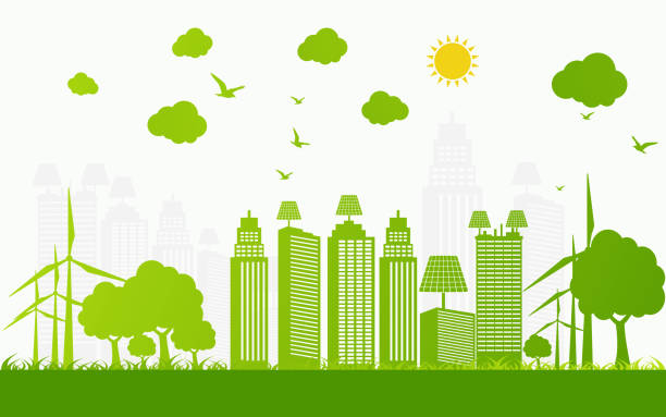 Green ecology City environmentally friendly vector art illustration