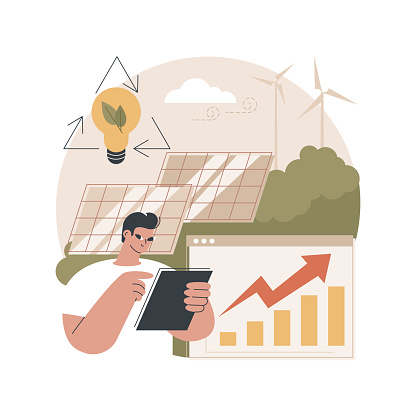 Green economy abstract concept vector illustration.