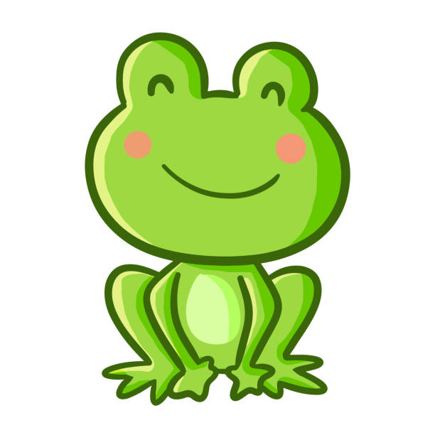 green frog smiling Funny and cute green frog smiling - vector. cute frog stock illustrations