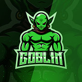 istock Green goblin mascot esport symbol design 1285052281