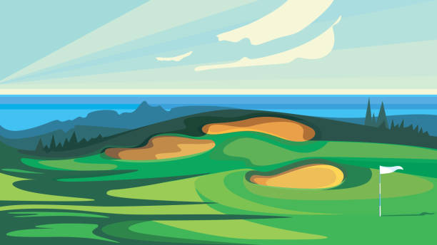綠色高爾夫球場。 - 高爾夫球 插圖 幅插畫檔、美工圖案、卡通及圖標