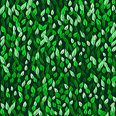Green foliage illustration. The eps file is organised into layers for the background, the back and front leaves. This illustration is designed to make a smooth seamless pattern if you duplicate it vertically and horizontally to cover more space.