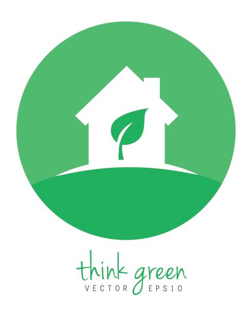 illustrazioni stock, clip art, cartoni animati e icone di tendenza di casa verde con foglia - risparmio energetico