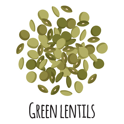 Green lentils for template farmer market design, label and packing. Natural energy protein organic super food.