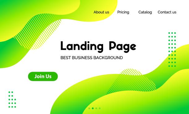 grüne flüssige landing page vorlage. vektor abstrakte bunte wellige flüssigkeit hintergrund für webseite cover - abstrakt grün stock-grafiken, -clipart, -cartoons und -symbole