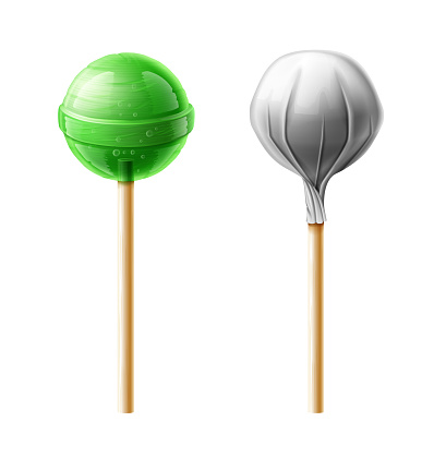 Green Lollipop Candy, Wrapped Lollypop