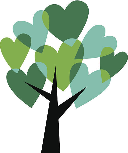 Green love tree vector art illustration