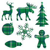 istock Green Plaid Christmas Decorations 1261758458
