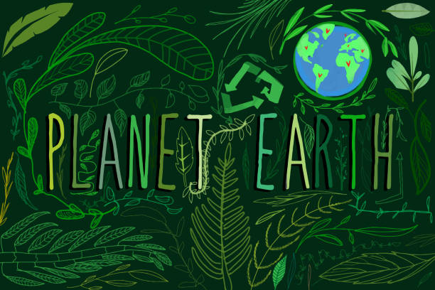 Green Planet Earth vector art illustration