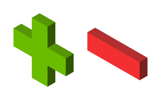 grünes plus, rotes minus - plus minus stock-grafiken, -clipart, -cartoons und -symbole
