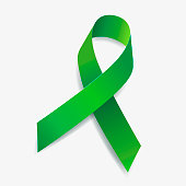 istock Green ribbon awareness Achondroplasia, Adrenal Cancer, Bipolar Disorder, Eye Cancer, Glaucoma, Infantile Scoliosis. Isolated on white background. Vector  illustration. 1318381327