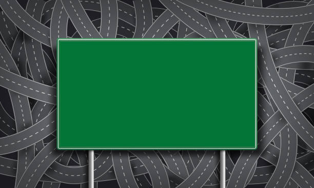 Green road sign. Blank template for text and direction. Green road sign. Blank template for text and direction. Vector illustration. traffic borders stock illustrations