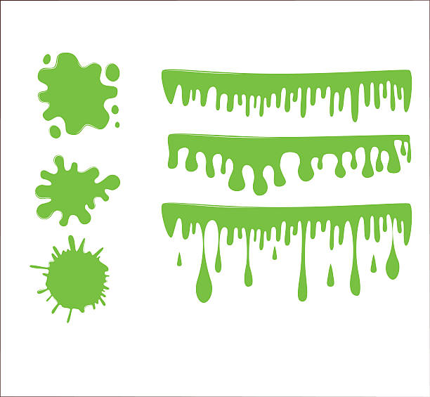 ilustrações, clipart, desenhos animados e ícones de vetor de lodo verde definido em fundo transparente quadriculado. - espirro de tinta