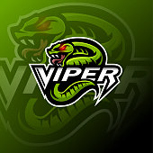 Illustration of Green viper snake mascot logo design