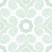 Light Green Watercolor Painted Scroll Repeating Pattern