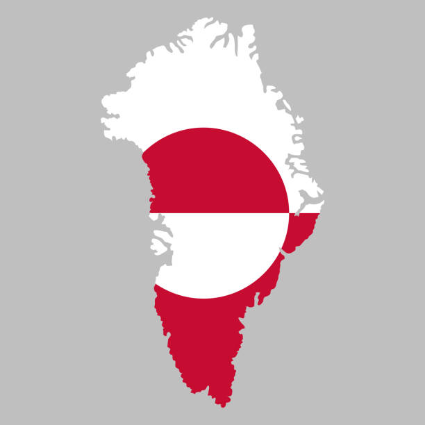 Greenland flag inside map borders vector art illustration