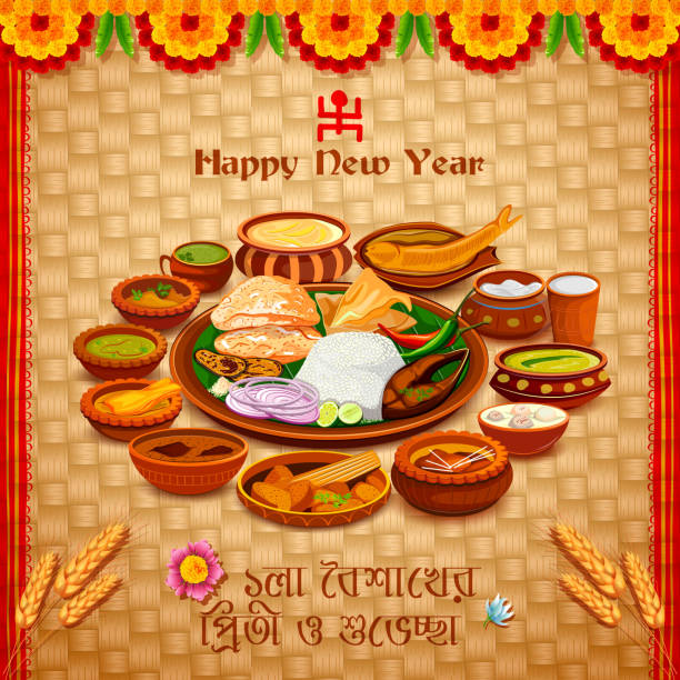 Greeting background with Bengali text Subho Nababarsha Priti o Subhecha meaning Love and Wishes for Happy New Year illustration of greeting background with Bengali text Subho Nababarsha Priti o Subhecha meaning Love and Wishes for Happy New Year bengali sweets stock illustrations