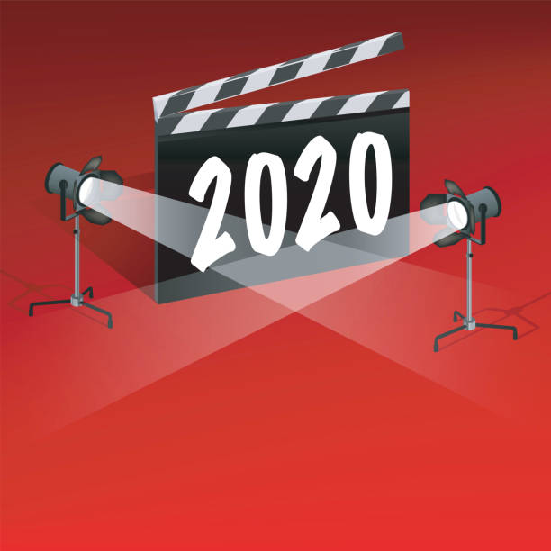 поздравительная открытка 2020 года на тему кино- и кинофестивалей - cannes stock illustrations