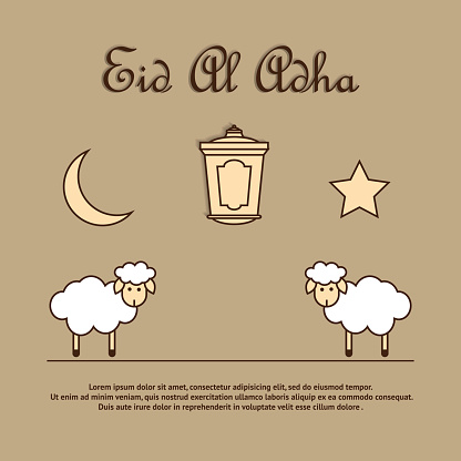 Greeting card template for Eid-Ul-Adha with sheep.
