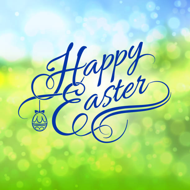 Greeting Card Happy Easter Greeting Card. Illustration on Blur Summer background easter sunday stock illustrations