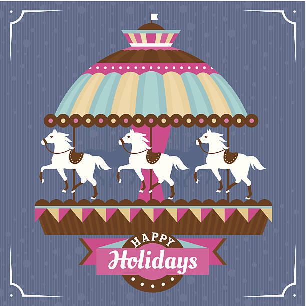 Greeting card with carousel Greeting card with carousel vector illustration carousel horse stock illustrations