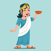 istock Greeting toast bowl drink woman roman female praise greek character icon water vine design vector illustration 1346317472