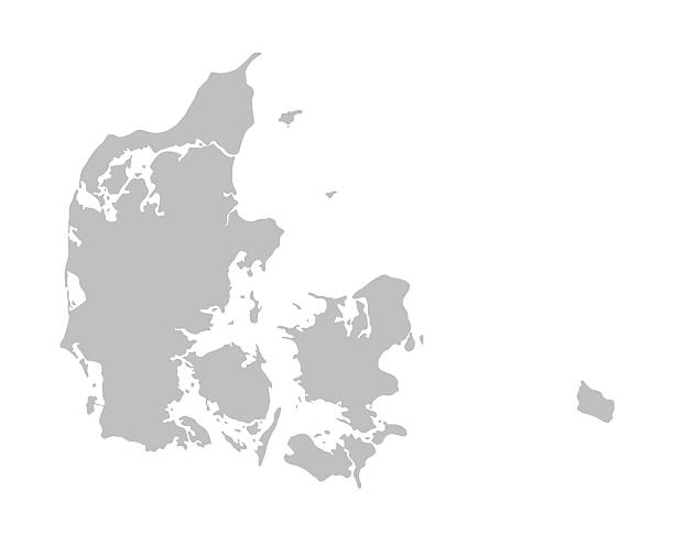 덴마크의 회색 지도 - copenhagen stock illustrations