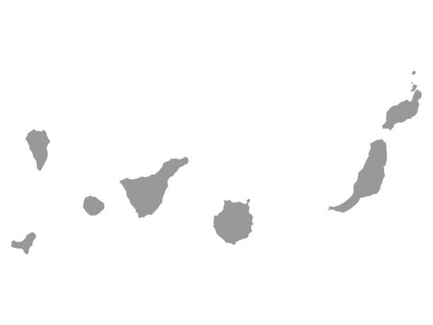 ilustrações de stock, clip art, desenhos animados e ícones de grey map of the spanish autonomous community of canary islands - cargo canarias