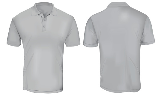Grey Polo Shirt Template Stock Illustration - Download Image Now - iStock