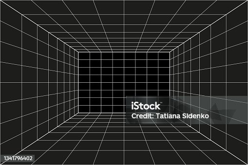 istock Grid perspective black room. 1341796402