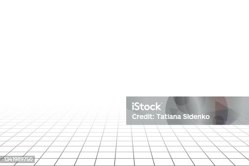istock Grid perspective white room background 1341989750