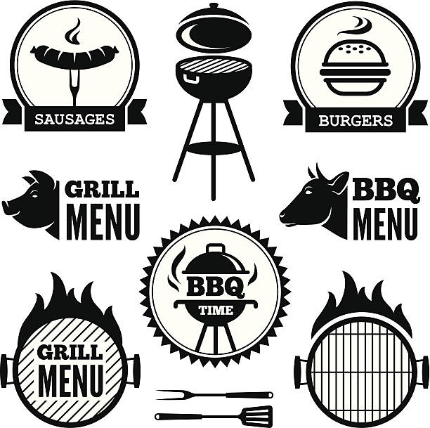 grill und bbq1 - grillen stock-grafiken, -clipart, -cartoons und -symbole