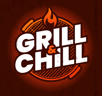 Grill and chill symbol text fire warm design.