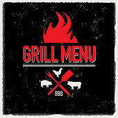 Vector illustration of a BBQ themed Grill menu template. Includes sample text design, BBQ related design elements. 