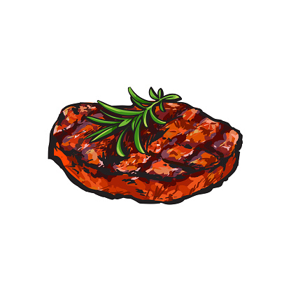 Grilled beef steak, beefsteak with rosemary