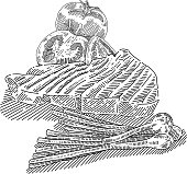 Line drawing of Grilled Meat. Elements are grouped.contains eps10 and high resolution jpeg.
