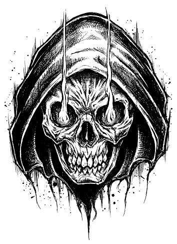Grim Reaper drawing line work.