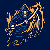 vector of grim reaper mascot with with sickle
