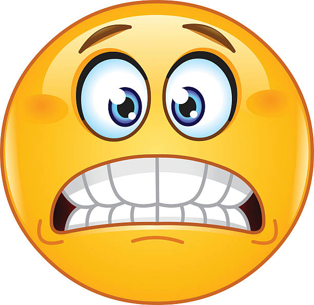 Grimacing emoticon Grimacing emoticon showing bared teeth big smile emoji stock illustrations
